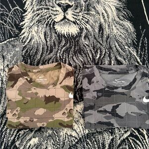 Nike Men’s Olive Green & Cream/Two Tone Grey & Black Camo Short-Sleeve Tee Set